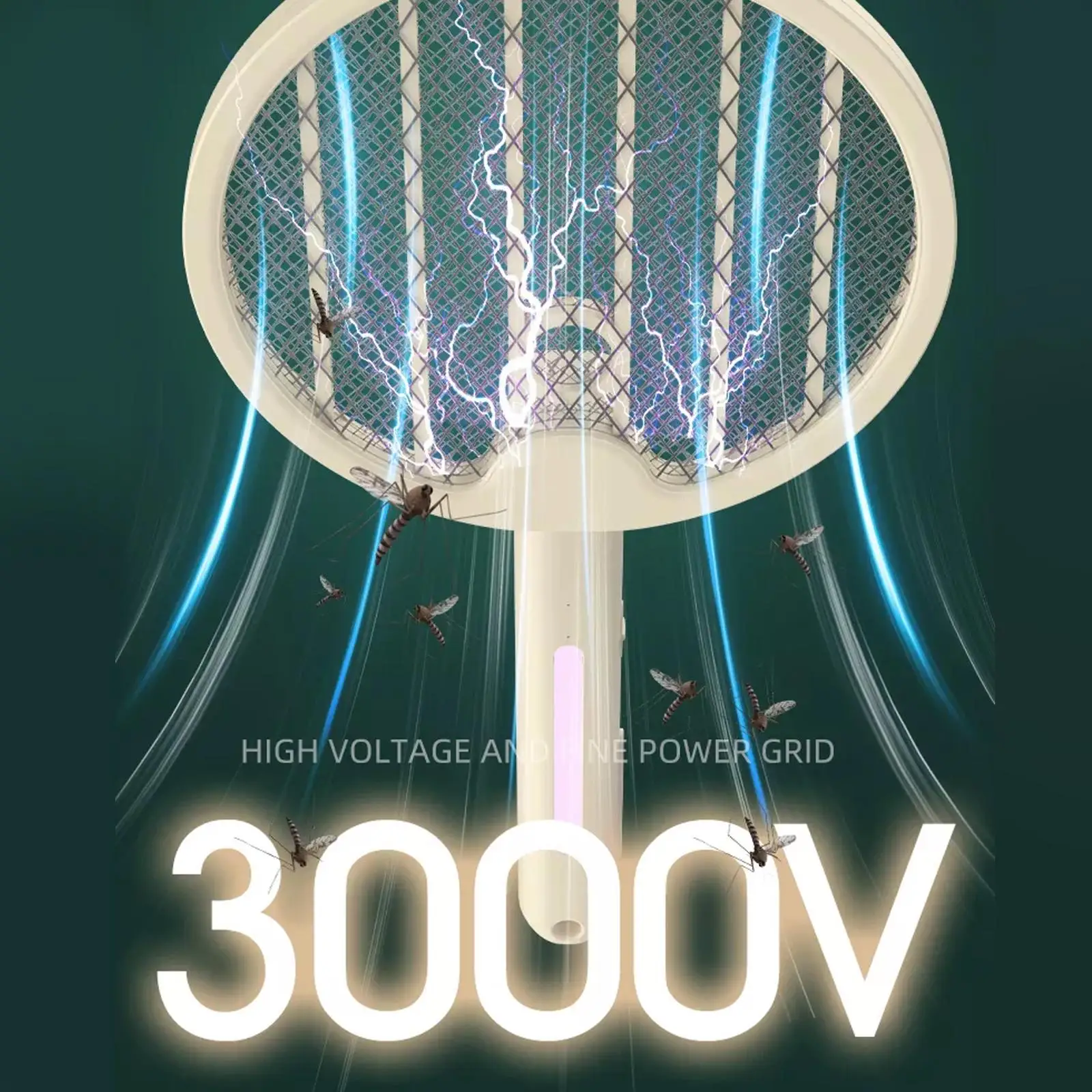 

Electric Fly Racket USB Rechargeable with Charging Base Mosquito Bug Zapper Fly Swatter Killer with UV Light for Bedroom