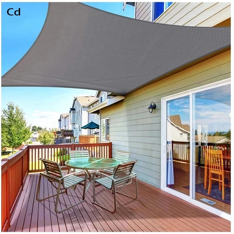 

300D Waterproof Polyester Awning Triangle Rectangle Square Shade Sail For Outdoor Garden Beach Deck Pool Grey