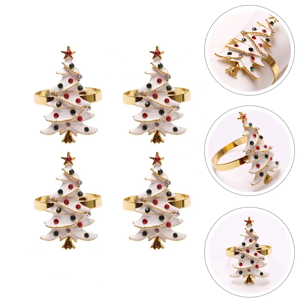 

Napkin Rings Christmasring Decor Tree Table Clasps Snow Seasonal Winter Buckle Holders Holidayholder Serviette Wedding Diy Party