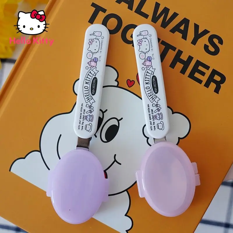 

Набор столовых приборов Hello Kitty, вилка, ложка, палочки, портативная кухонная посуда из нержавеющей стали с защитным чехлом, детские инструмен...
