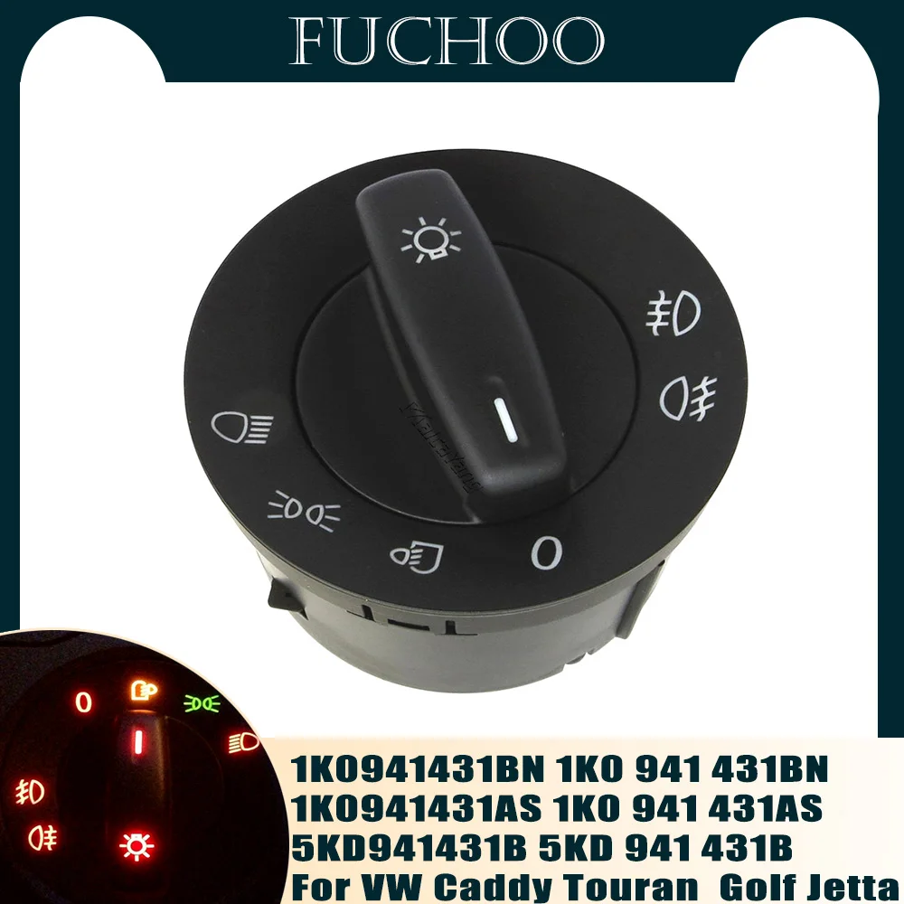 

Hight Quality Headlight Light Fog Lamp Switches Replacement For VW Caddy Touran Eos Golf Jetta Passat Rabbit 1K0941431BN
