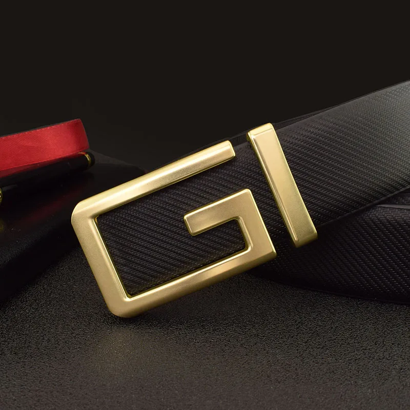 High Quality Letter G Men's Belt White Genuine Fashion Designer Casual Belt Leather Black Cintos Masculinos Ceinture Homme