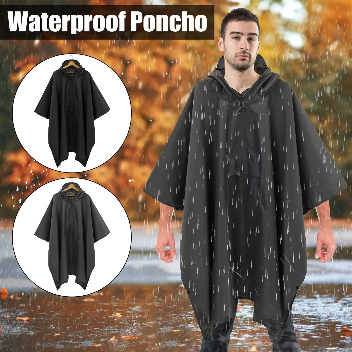 

Водонепроницаемый дождевик, плащ, дождевик с люверсами, многоразовое дождевое пончо, Солнцезащитный навес, дождевик для взрослых на открыт...