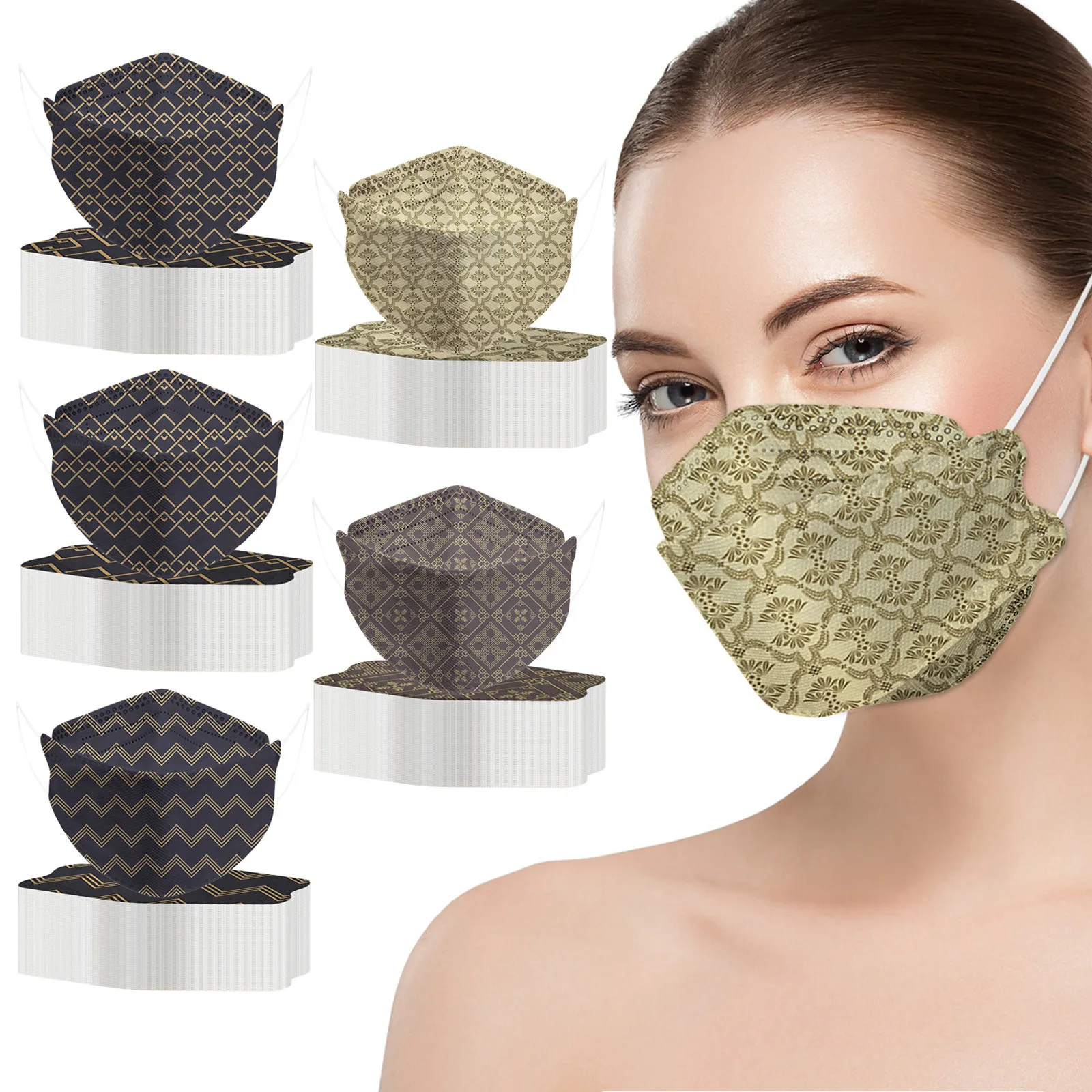 

Маска для лица одноразовая ультратонкая с 3D цветочным принтом, 50 шт.