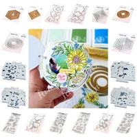 new diy paper crafts gift hexagons diamonds circles hot foil mold spring rainbow floral hibiscus dahlia cut dies stamps stencils