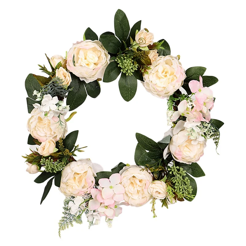 

Artificial Peony Flowers Wreath Spring Summer Wreath For Front Door Window Wall Wedding Party Farmhouse Home Decor