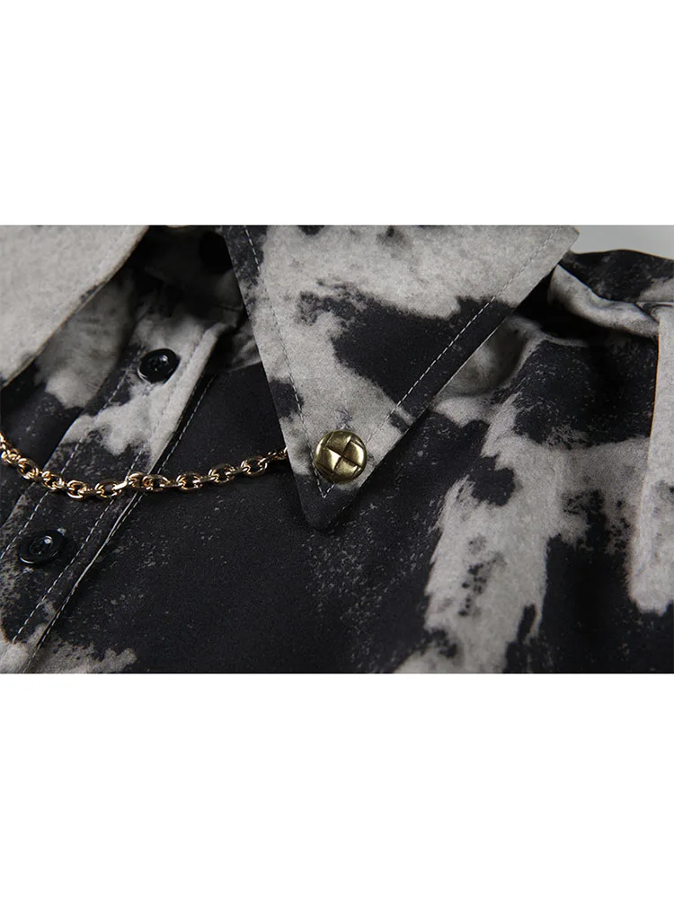 Блузка женская с длинным рукавом и цепочным воротником в готическом стиле весна