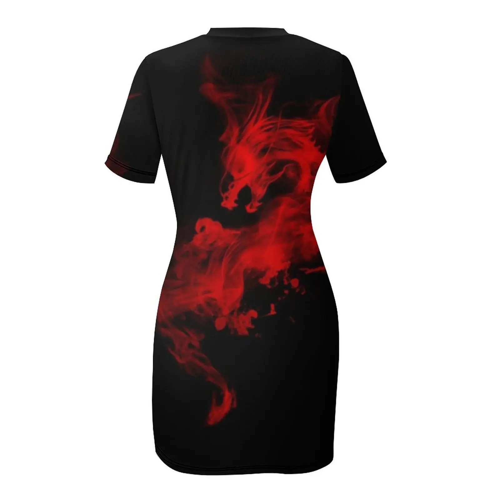 Женское вечернее платье с коротким рукавом красное драконом лето 2024