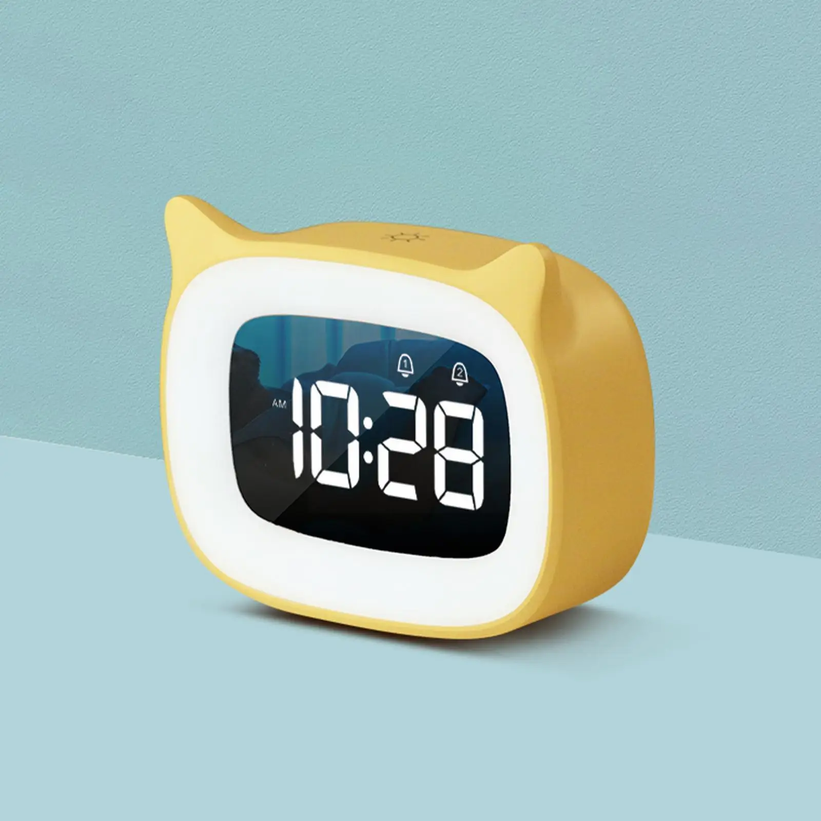 

Music LED Digital Alarm Clock Voice Control Night Light Clocks Table Design Home 1200mAh Built-in Battery Desktop Decoratio Q5L3