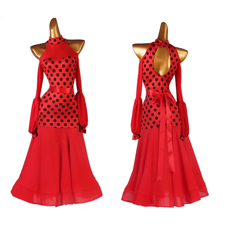 Новые дешевые платья для бальных танцев платье фокстрота белое в горошек вальса