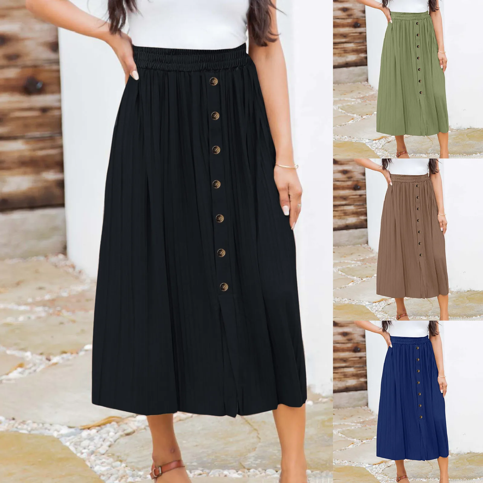 

Women's Elastic Waist Party Metallic Shiny Accordion Pleated Midi Skirt Skirts for Women 4x-5x