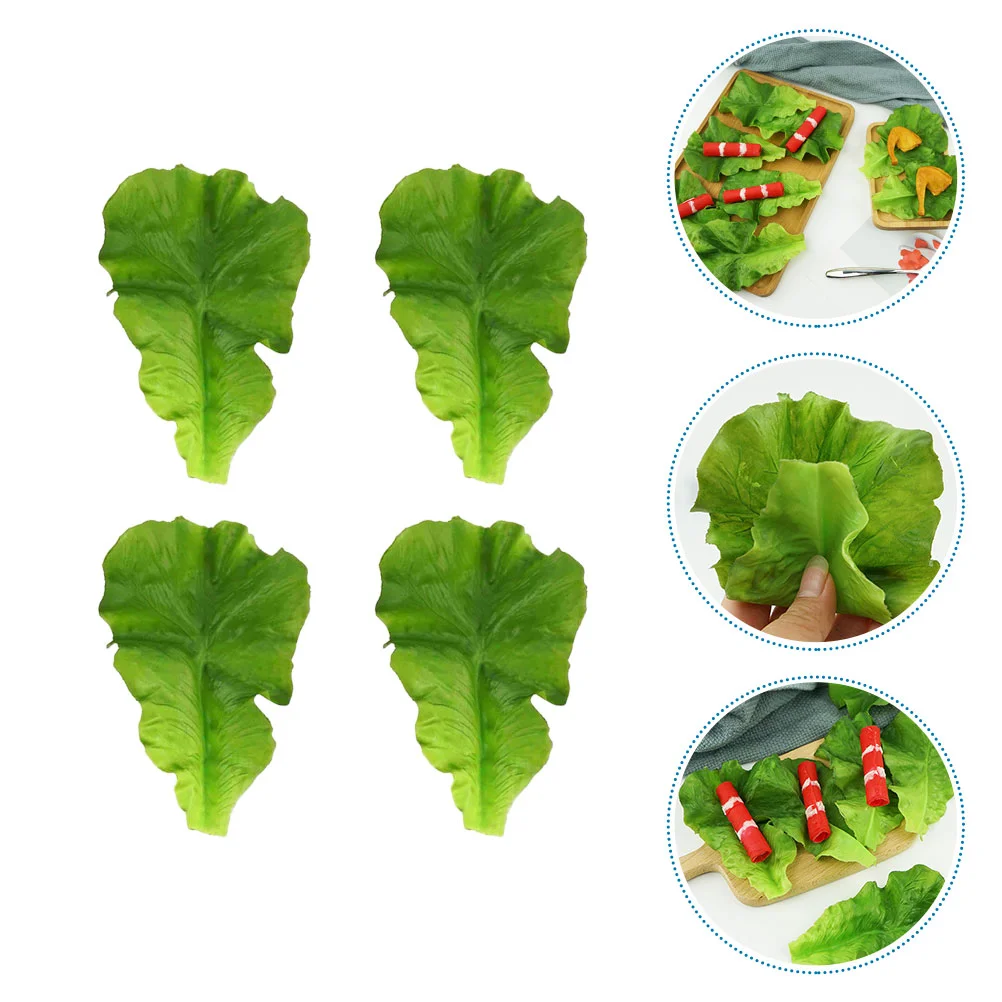 

4pcs Fake Vegetable Leaf Ornament Decorative Models Shop Restaurant Photo Props