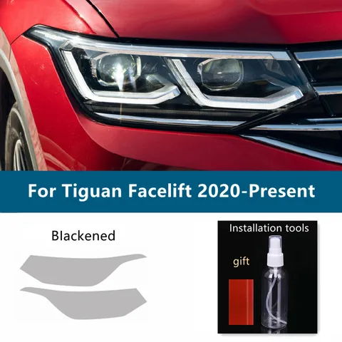 Защитная затеняющая пленка для автомобильной фары, дымчато-черная прозрачная фотонаклейка для Volkswagen VW Tiguan R Line Facelift 2020 2021