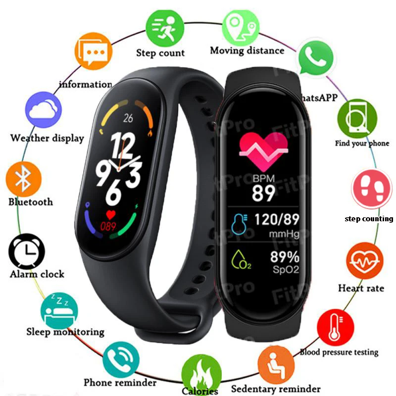 

M7 Smart Watch IP67 Sports Pedometer Smart Band Men Woman Blood Pressure Heart Rate Monitor Fitness Bracelet for Android IOS