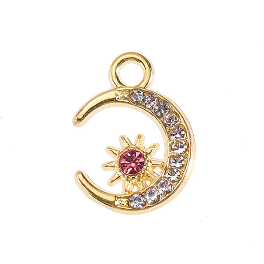 Подвески в виде Луны и звезды из сплава с кристаллами 20 шт./партия 15*11 Y2k оптовая