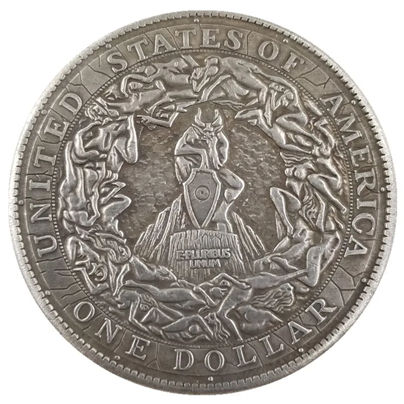 

1897 Devil Skull Hobo Nickel Silver Plated Morgan Dollars Coin Commemorative Craft Desktop Ornament Christmas Gifts