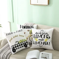 nordic fresh yellow lemon print pillowcase hot simple polyester cushion case floral letters pillows case decorative sofa couch