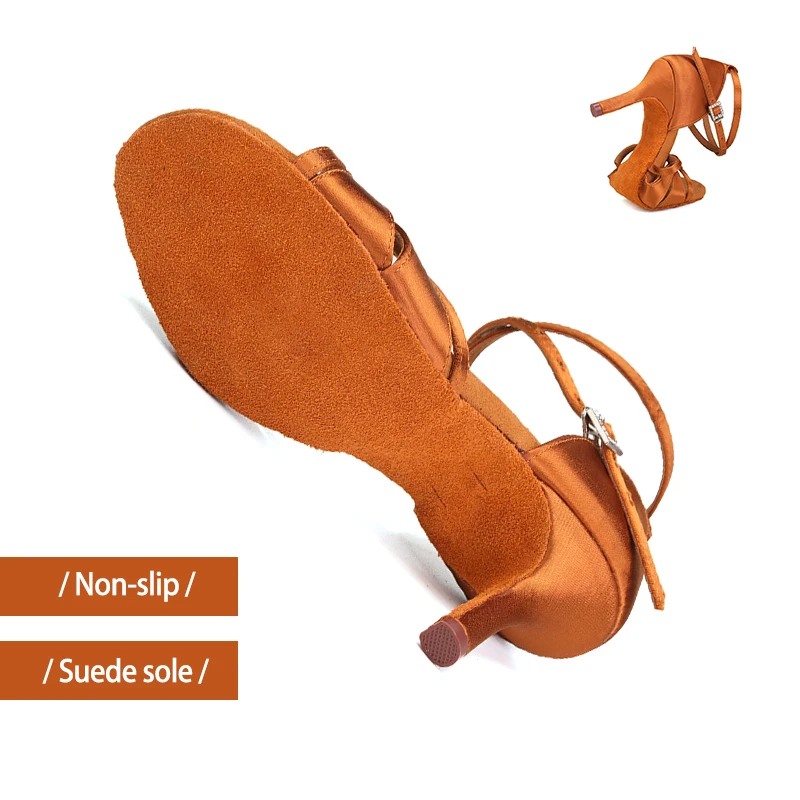 DKZSYIM Women Latin Dance Shoes Ballroom High Heel Party Dance Shoes Soft Sole Silk Tango Salsa Shoes For Ladies Girls Sandals