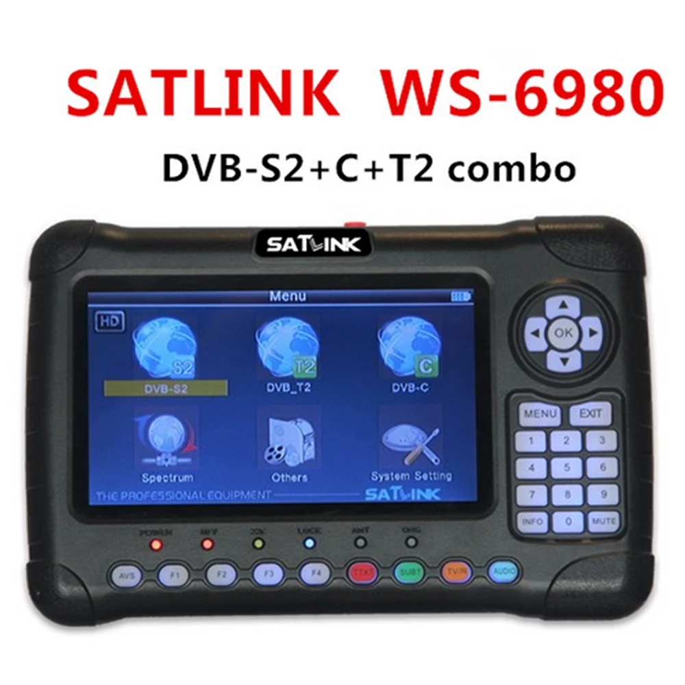 

Satlink 6980 hevc h.265 7-дюймовый ЖК-дисплей WS6980 ws-6980 DVB-S2 оптический спектр обнаружения спутниковый искатель satlink WS 6980