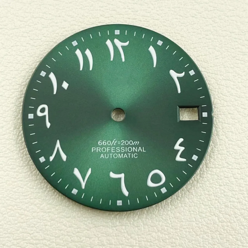 The new NH35 dial diameter 28.5mm with Arabic silver nail sun pattern glossy watch accessories