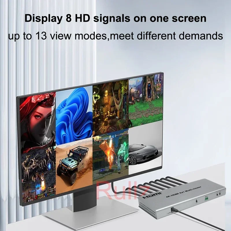 Фото Мультиверы 4K HDMI 8x1 с выходом 8 в 1, бесшовный переключатель, мультивар HDMI, 8 портов, мультивар HDMI, 1 ТВ-монитор, дисплей, несколько экранов №3