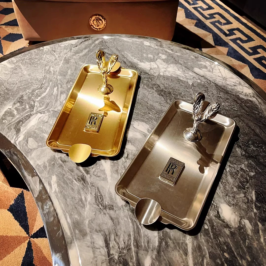 R Logo Little Gold Man CIGARLOONG Попельница для сигар Бронзовое дно Большой диаметр Титановый