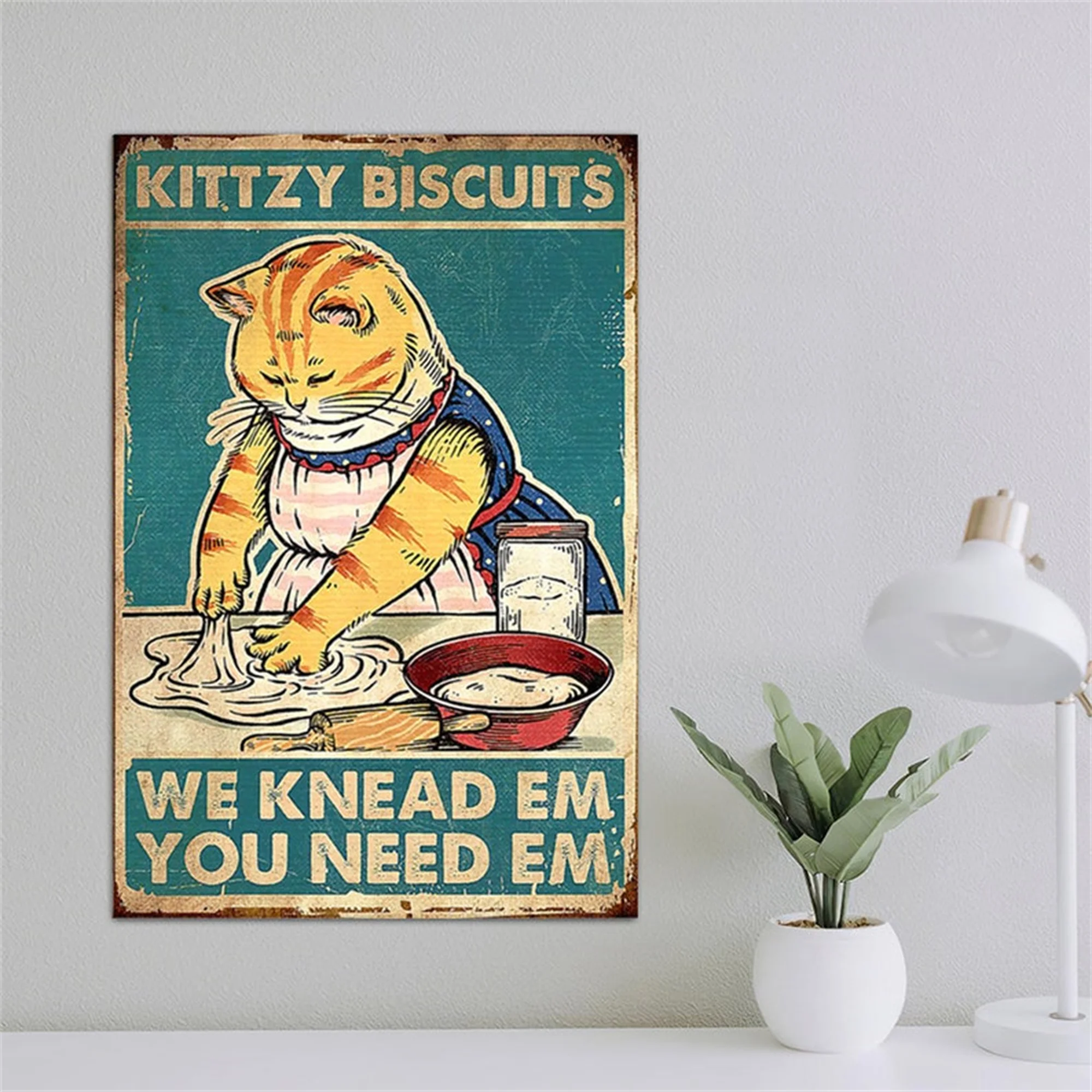 

Kittzy Biscuits We Knead Em You Need Em Poster Funny Cat Baking Lover Gift Canvas Art Painting Wall Home Decor Print Pictures