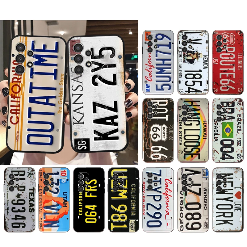 

Phone Case for Samsung Galaxy A73 A13 A22 A32 A71 A33 A52 A53 A72 A73 A51 A31 A23 A34 A54 A52 A53S Retro License Plate