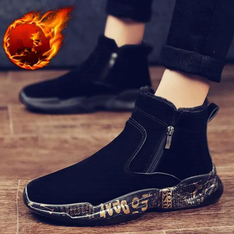 

New Winter Snow Boots Fashion Warmth And Velvet Thickening Cotton Shoes Outdoor Comfortle Non-Slip Personality Men's Boots