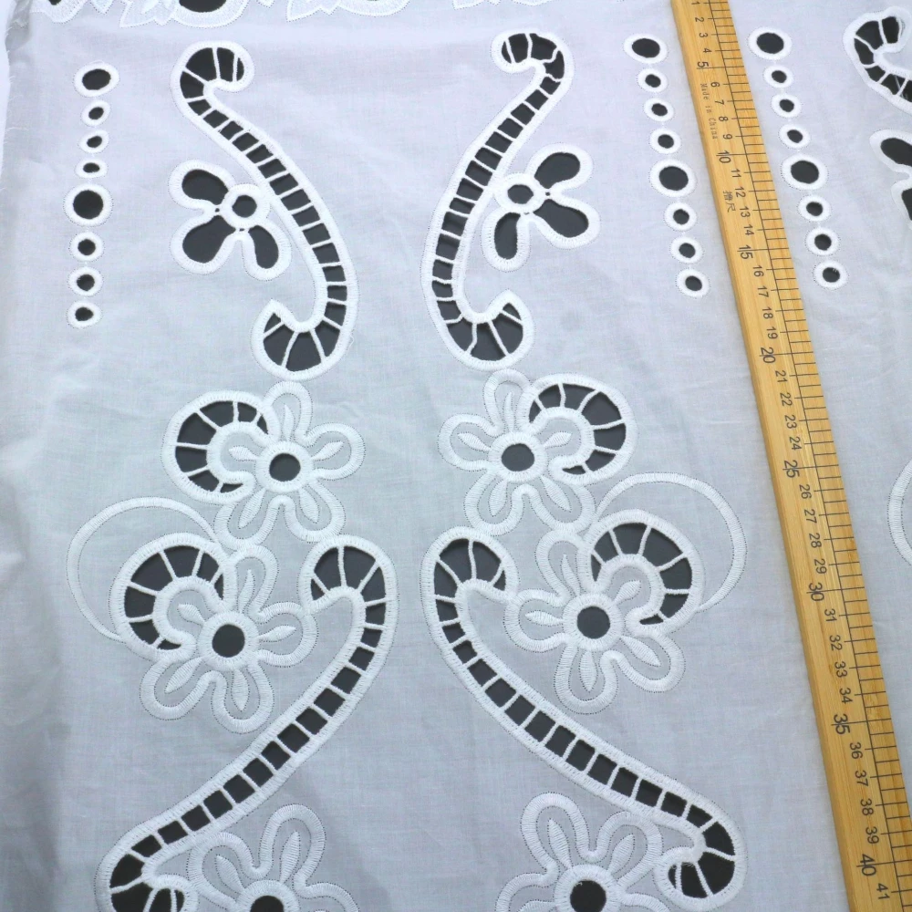 Хлопковая полая ткань для вышивки с большим цветочным узором кружевная вышивка