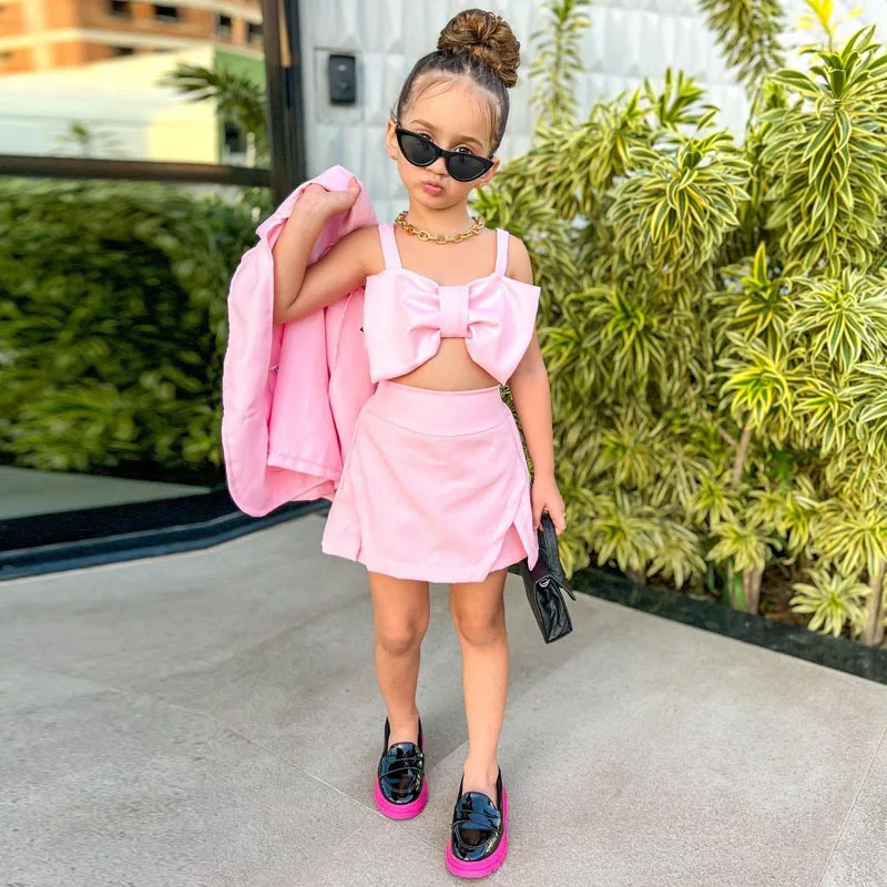 

3 шт./комплект, жилет и мини-юбка для девочек