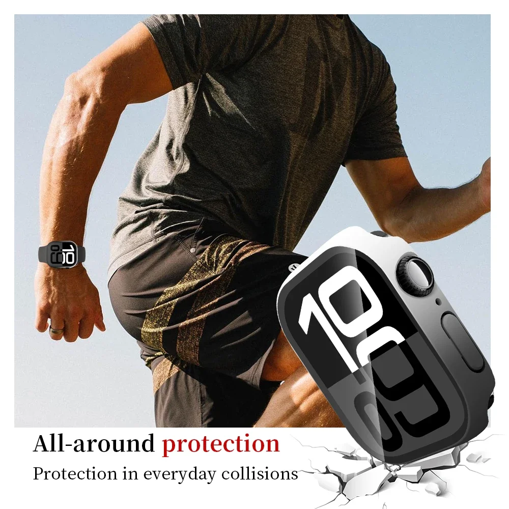 Чехол градиентного цвета для Apple Watch Cover Serie 10 9 8 7 6 SE 5 стеклянная защитная пленка