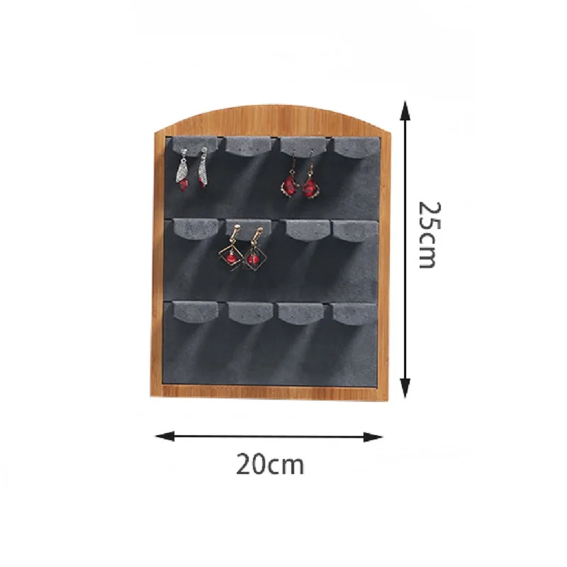 Bamboo Velvet Earrings Display Stand Holder Showcase Ear Stud Earring Holder Jewelry Organizer Jewelry Display Window Display