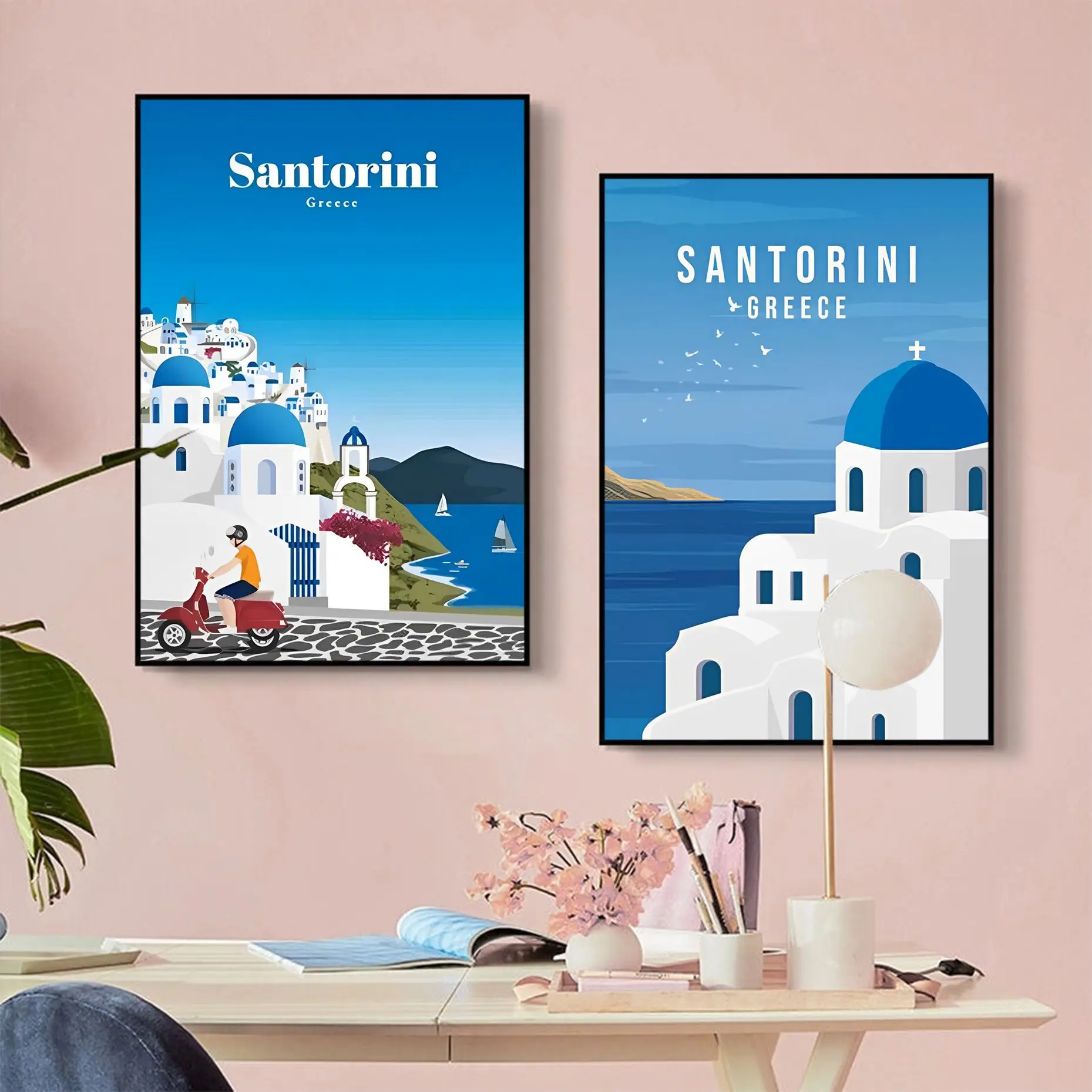 

Santorini Positano Amsterdam Classic Movie Posters Fancy Wall Sticker For Living Room Bar Decoration Vintage Decorative Painting