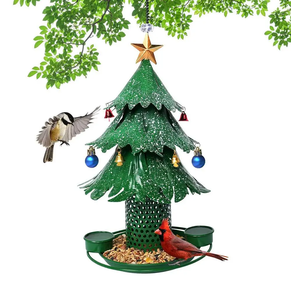 

Outdoor Hanging Bird Feeder Christmas Tree Shape Wild Bird Feeders Food Container Great Gift For Christmas Garden Decoration