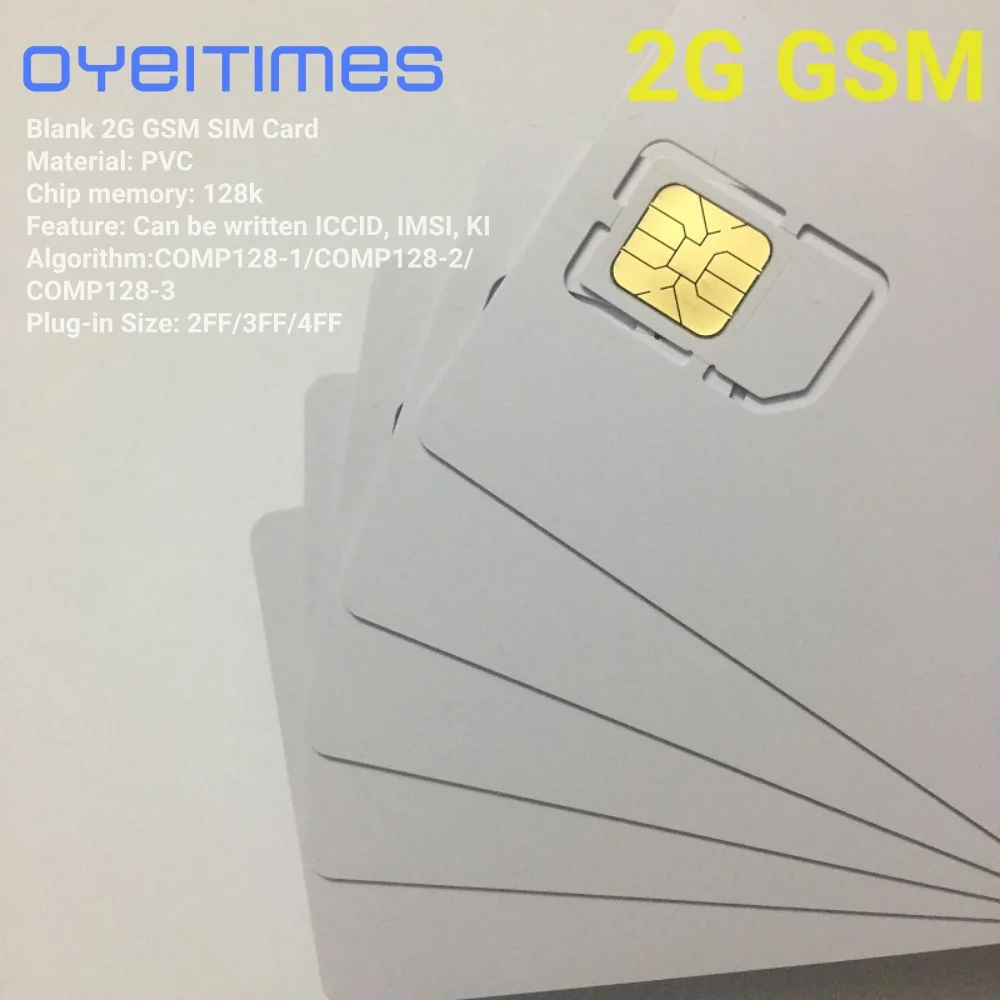 Фото OYEITIMES 2G GSM SIM-карта Пустая 2G SIM-карта Программируемая GSM SIM-карта ICCID IMSI PIN PUK ADM KI COMP128 Алгорит без OP/OPC №1