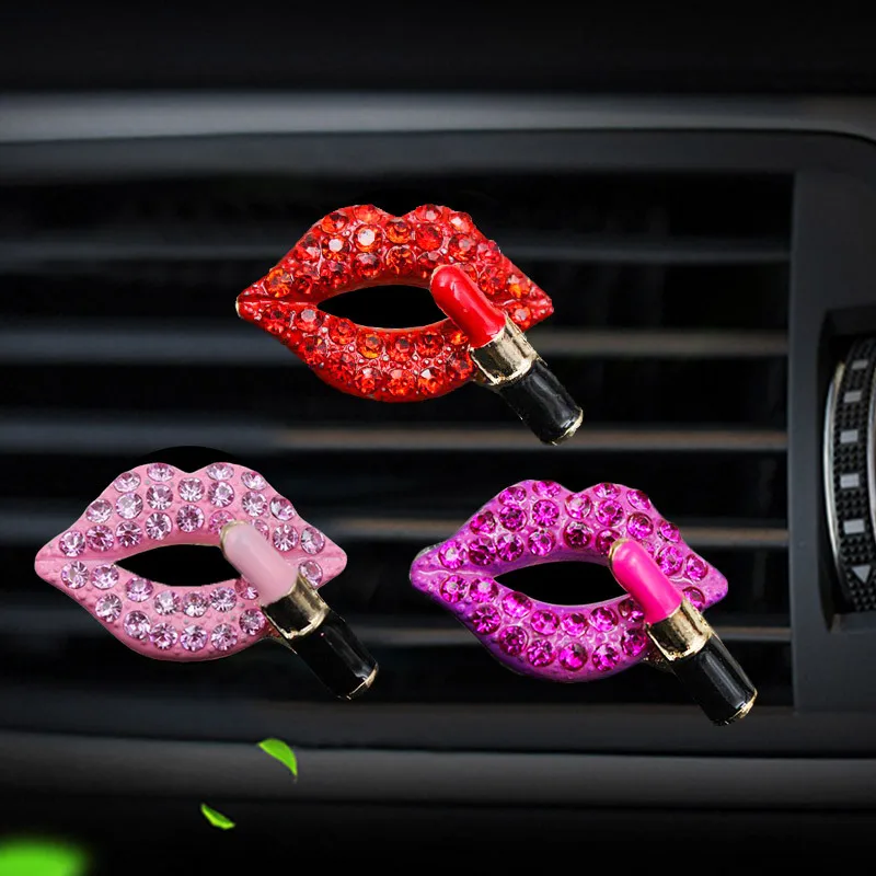 

Car Air Outlet Diamond Red Lips Aromatherapy Clip Perfume Air Freshener Clip Auto Interior Decoration Ornaments Accessories