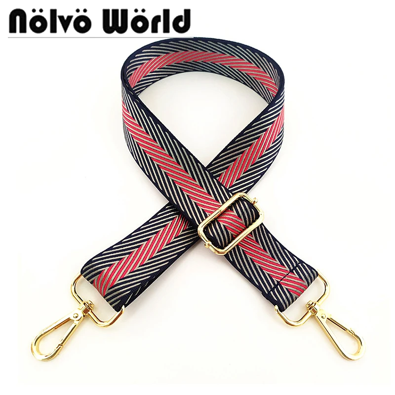 

1-2-10pcs Up to 130cm Width 3.8cm New Letter Stripe Houndstooth Colorblock Arrow Nylon Red Bag Adjustable Long Shoulder Strap