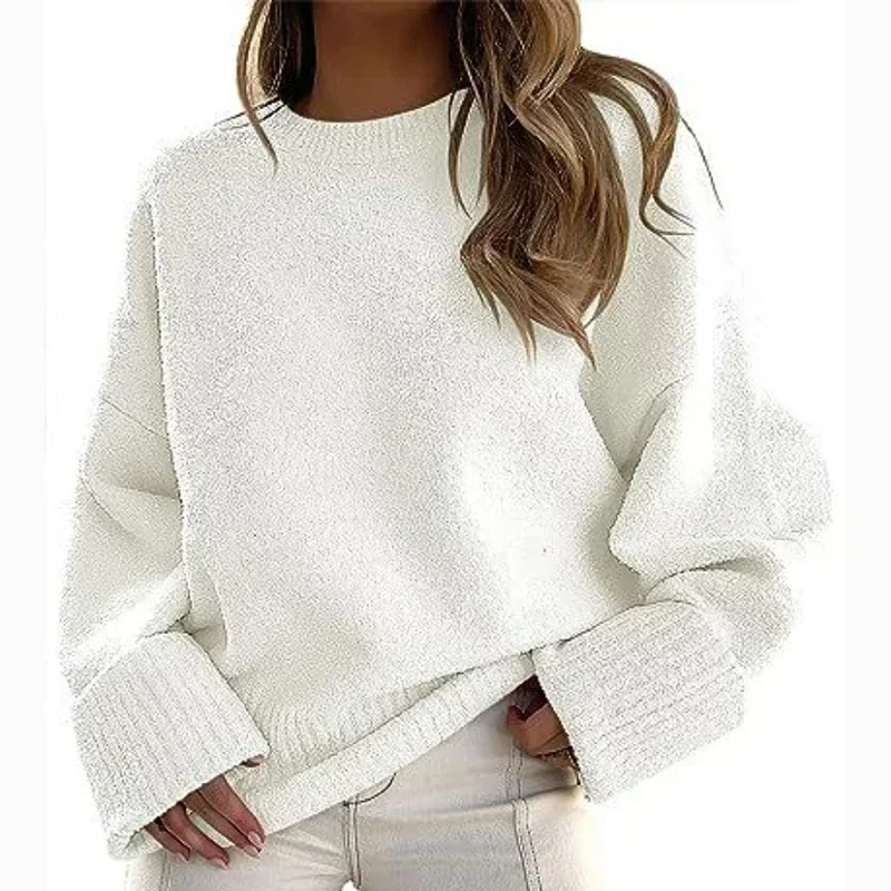

Women Korean Solid Soft Warm Jumpers Fashion Thick Loose Fit Lady Pullovers Casual O Neck Women Knitted Sweaters New Top 29762
