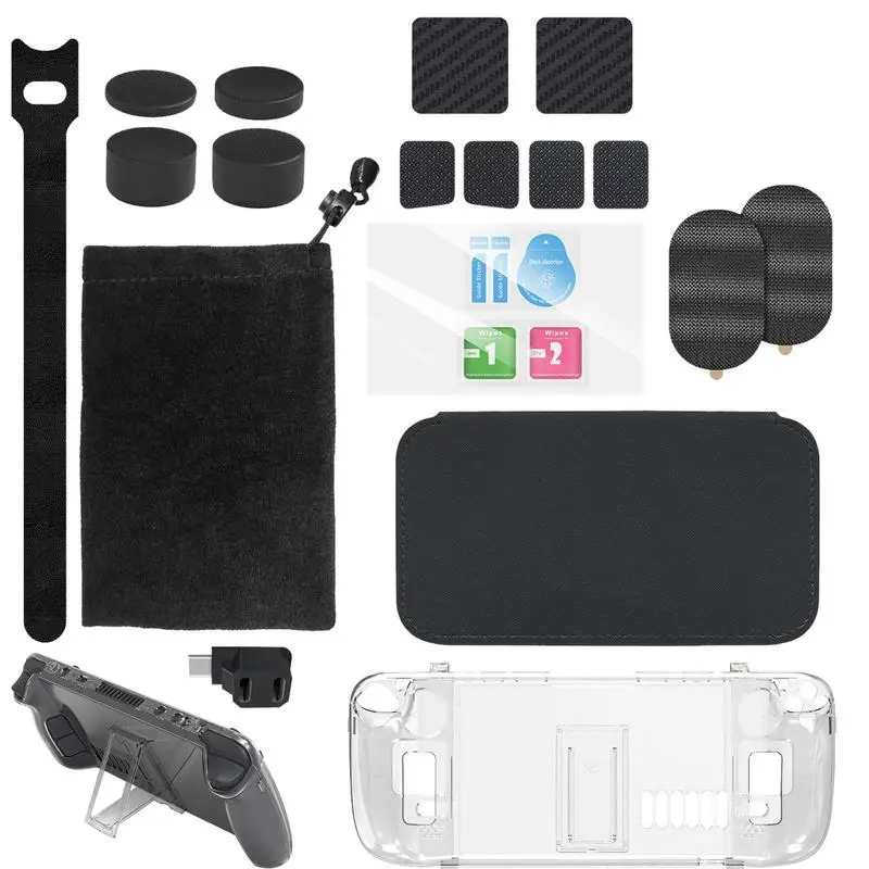 

For SteamDeck Protection Set Dustproof Crystal Shell Trackpad Sticker Silicone Mat Tempered Film Storage Bag Gaming Accessories