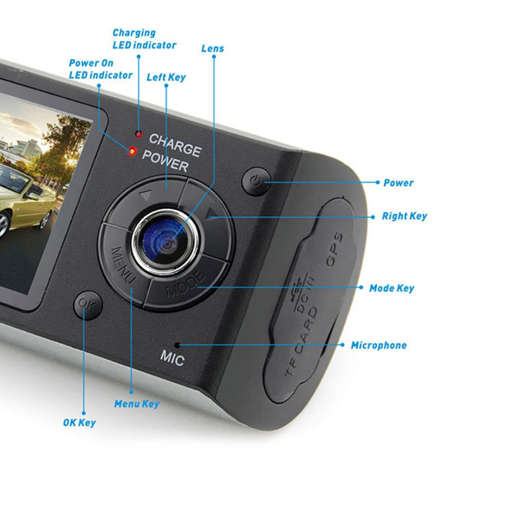 

1280 x 480 Dash Camera 2 7 Vehicle Car DVR Camera Video Recorder Dash Cam G-Sensor GPS Dual Lens Camera Car DVRs