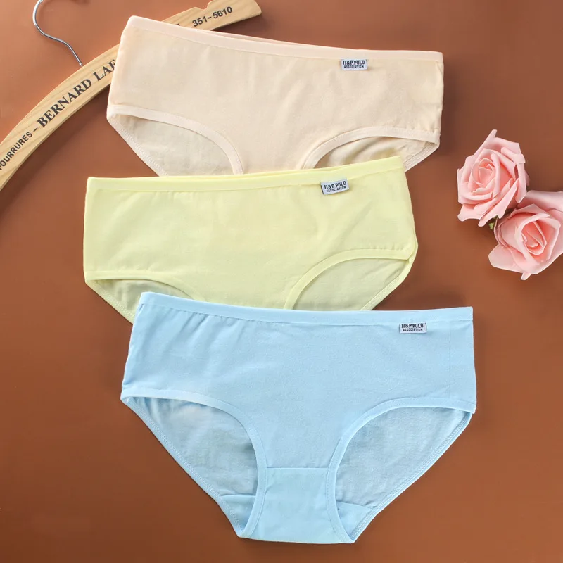 

4pc/Lot Underwear Female Cotton Briefs Low Waist Breathable Summer Students 10-18 Year
