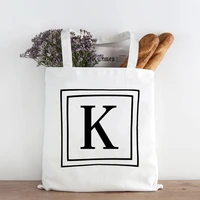 harajuku letter ladies shopper bags large capacity handbag flower letter graphic canvas shopping bags totes custom logo
