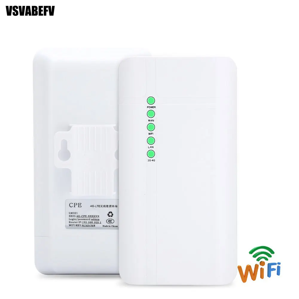 Waterproof Outdoor 4G LTE WiFi Router 150Mbps Wireless Hotspot Hotspot for IP Camera Outside WiFi Coverage Support 32 Users