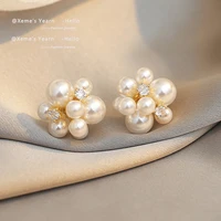 elegant romantic unique fireworks pearl stud earrings for woman korean fashion jewelry party girls lady temperament accessories