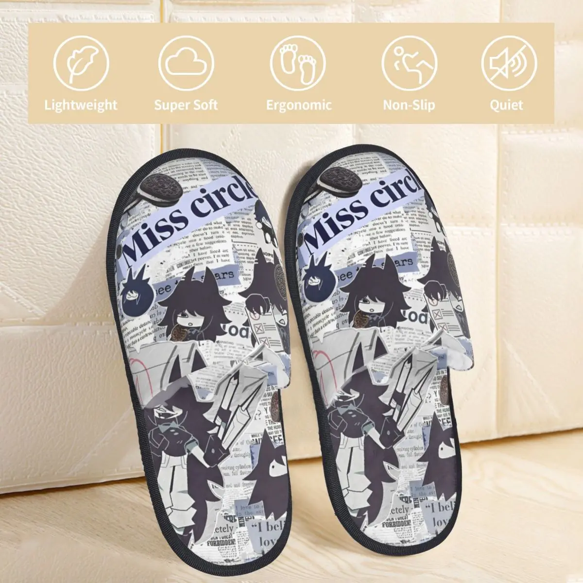Домашние хлопковые тапочки с героями мультфильмов Мисс Круг основные бумажные
