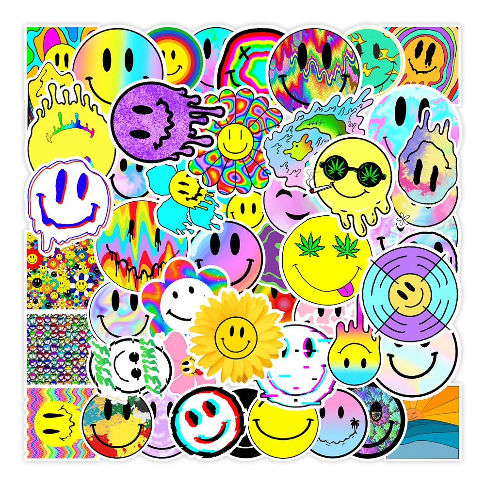 

10/30/50pcs Colorful Smiley Face Cartoon Meme Graffiti Sticker For Luggage Laptop Ipad Skateboard Phone Case Sticker Wholesale