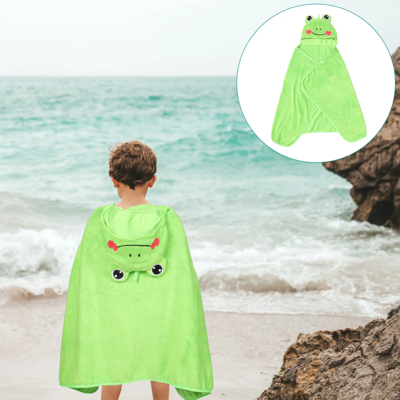 

Animal Face Hood Lightweight Cartoon Toddler Bath Towel Cartoon Hooded Towel Kids Bath Towel