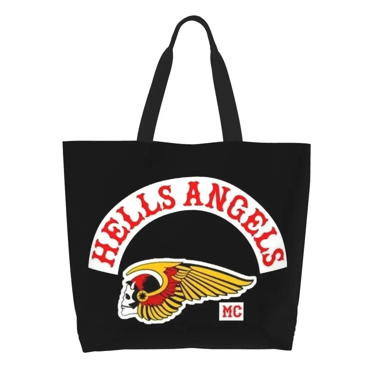 

Hells Angels World Logo Grocery Tote Shopping Bag Women Funny Canvas Shoulder Shopper Bag Large Capacity Handbag