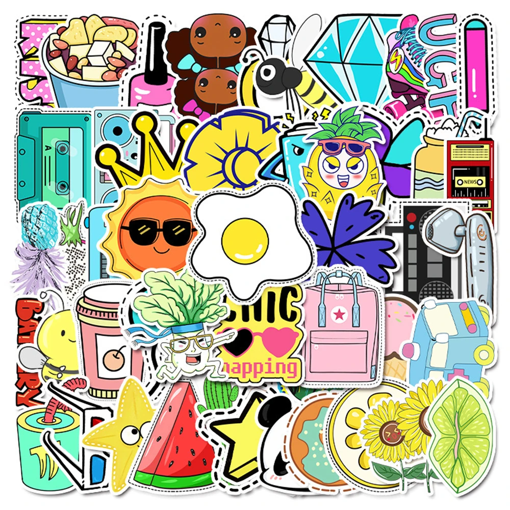 

10/30/50PCS Cartoon Small Fresh VSCO Style Creative Graffiti Stickers Bicycle Scooter Helmet Laptop Computer Wholesale